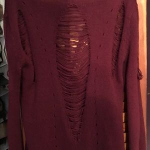 Maroon ripped sweater